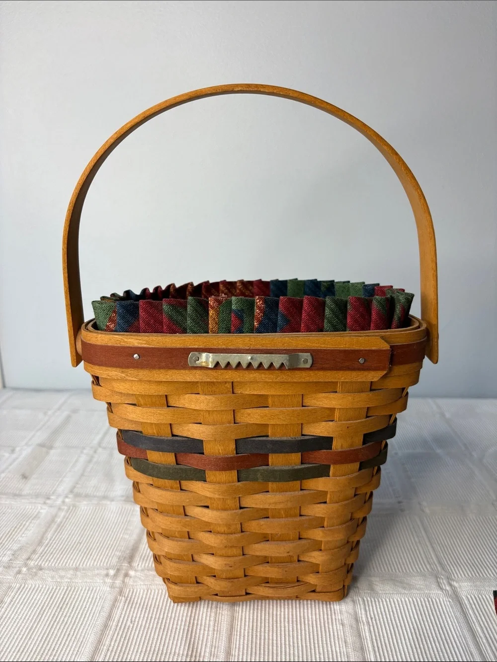 Vintage 1993 Longaberger Shades of Autumn Basket with Multicolor Accent Bands